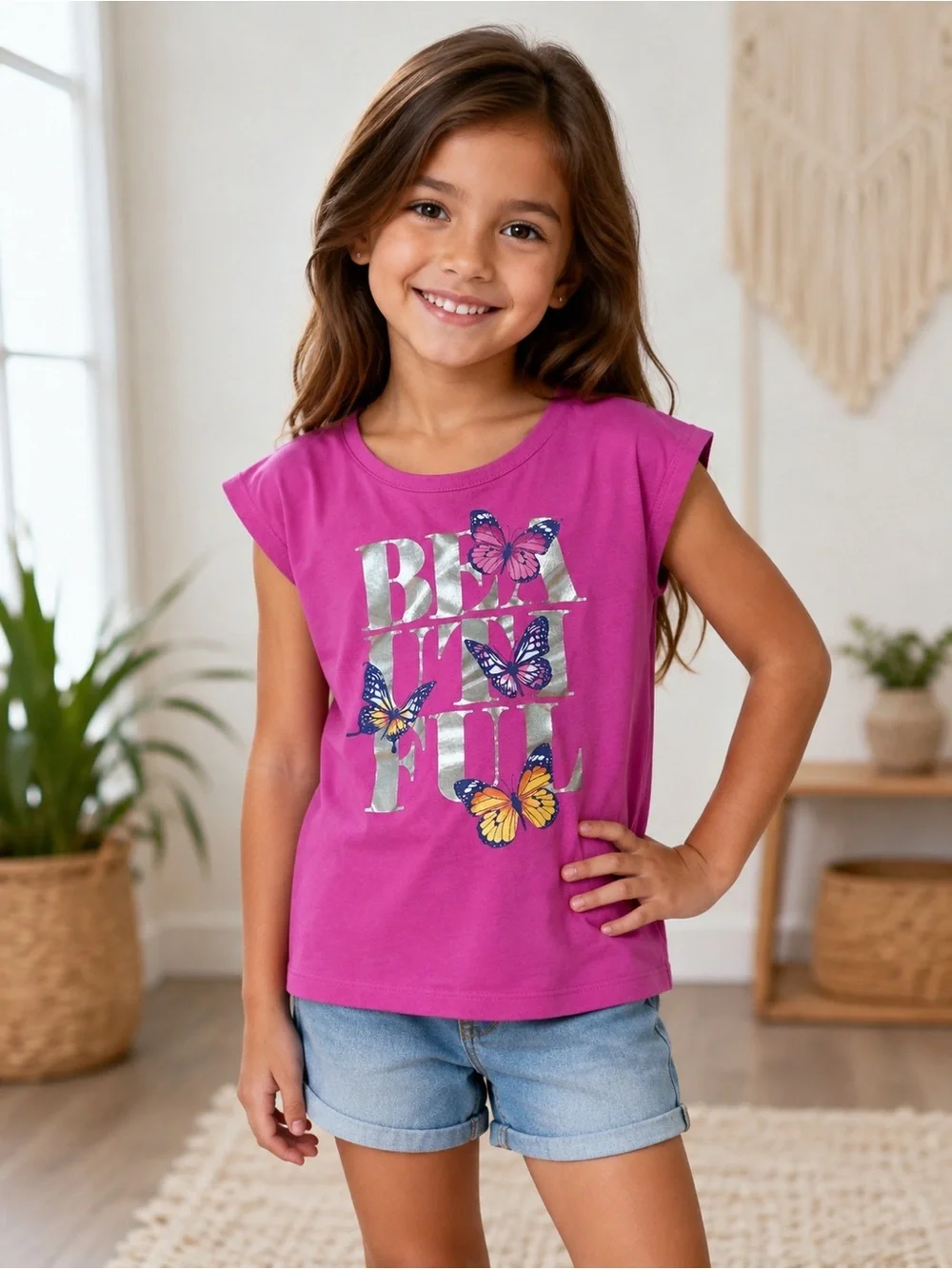 The Children's Place Hot Pink Butterfly 'Beautiful' Graphic Tee